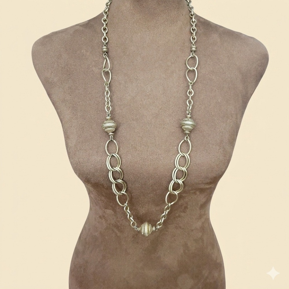 Liz Clairborne Gold Tone Textured Long Chain Necklace Whimsigoth